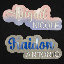 Load image into Gallery viewer, Add a charming, personalized touch to your little one’s space with our Custom Kids Name Signs! Perfect for nurseries, bedrooms, or playrooms, these beautifully crafted name signs bring warmth and personality to any décor.
