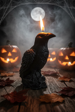 Load image into Gallery viewer, Dark &amp; mysterious, this&nbsp;Raven Beeswax Candle represents a deeper connection between the physical &amp; spiritual world in many cultures. &nbsp;

Because of its black plumage, croaking call, and diet of carrion, the raven is often associated with loss and ill omen. Yet, its symbolism is complex. As a talking bird, the raven also represents prophecy and insight. Ravens in stories often act as psychopomps, connecting the material world with the world of spirits.
