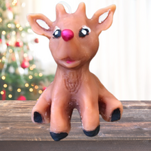 Load image into Gallery viewer, Absolutely adorable hand crafted Red Nose Reindeer Beeswax Candle.&nbsp; This Nature&#39;s Garden Herbals &amp; Beeswax Candles original hand molded &amp; painted beeswax candle is sure to be the highlight of your holiday centerpiece or Christmas decor.&nbsp;&nbsp;
