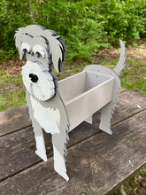 Load image into Gallery viewer, Let this adorable Schnauzer Dog Planter box help welcome guests to your home. &nbsp;Custom dog tags with your dogs name also available here. Great gift for the dog lovers in your life!&nbsp;
