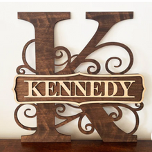 Load image into Gallery viewer, This elegant Monogram Sign is perfect for welcoming guests and adding an exquisite touch to your home decor. It comes in sizes of 18&quot; or 24&quot; sizes.
