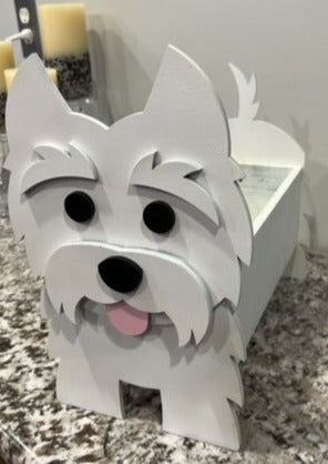 Bring some furry love to your home with our charming Westie Dog Planter.  Not only does it welcome guests with it's adorable design, but you can also add a custom dog tag with your pet's name for an extra personal touch (additional $5).  The perfect gift for dog lovers, this planter is sure to bring a smile to anyone's face.  Get yours now and show your love for man's best friend.