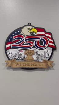Celebrate America’s 250th Anniversary with this stunning layered laser cut sign, a patriotic tribute to the spirit, strength, and history of the United States. Featuring a majestic bald eagle soaring over a flowing American flag, this eye-catching piece also includes a beautifully engraved scene showcasing iconic American landmarks and heritage-inspired details. 