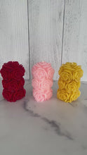 Load and play video in Gallery viewer, Rose Beeswax Pillar Candle 4 1/4"

