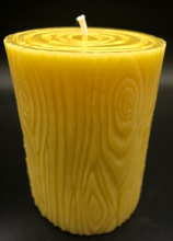 Load image into Gallery viewer, This log inspired beeswax pillar candle would be great in any cabin or rustic setting.  Perfect for nature lovers!
