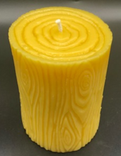 Load image into Gallery viewer, This log inspired beeswax pillar candle would be great in any cabin or rustic setting.  Perfect for nature lovers!
