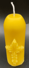Load image into Gallery viewer, Cross beeswax candle.  Perfect for Easter celebrations, Christmas centerpieces, or prayer.  
