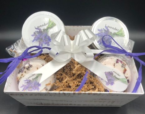 Sooth your cares away with this amazing Lavender Bath & Lotion Gift Basket!  Luscious lavender sent soothes your senses while our creamy Lavender Body Butter locks in moisture.  The handy Lavender Lotion Bar is perfect to take with your to keep your hands moist & soft all day long.