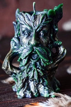 Load image into Gallery viewer, This incredibly detailed Spirit of the Forest Beeswax Candle adds a bit of earthiness &amp; whimsy to any setting.    The ancient &amp; wise watcher of the woods with his weathered bark.  He is the spirit of the forest, knowing, watching as time slowly passes
