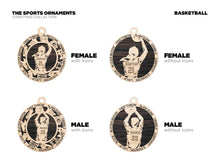 Load image into Gallery viewer, Celebrate your favorite athletes with these amazing Sports Ornaments!  Personalize with your athlete&#39;s name &amp;/or number.  A fantastic gift for any parent to celebrate their child&#39;s achievements.
