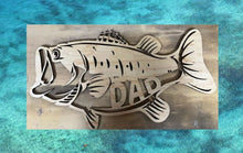 Load image into Gallery viewer, This incredible Large Mouth Bass DAD sign is the perfect gift for that fisherman in your life!  Also available with GRANDPA, PAPA or UNCLE.  Surprise that awesome fisherman in your life - makes a wonderful Father&#39;s Day or birthday gift.
