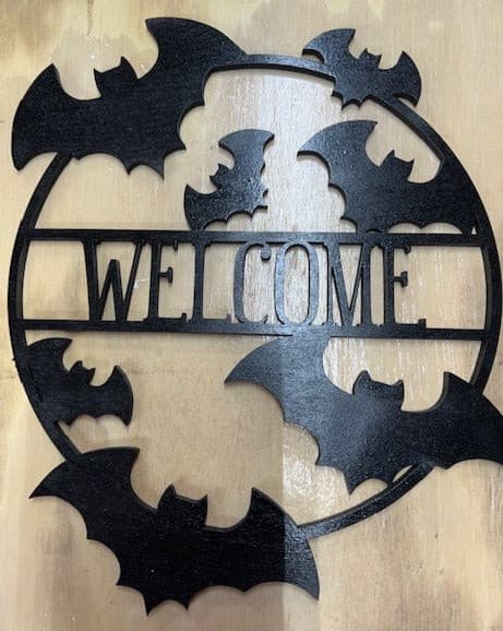 Halloween Door Sign, Wall outlet Sign, Family Name Sign for Halloween, Bats Door Hanger, Personalized Sign for Halloween, Halloween Wood Cutout