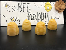 Load image into Gallery viewer, 2&quot; Beehive all natural beeswax candle with bee on the side. Handmade in the USA.
