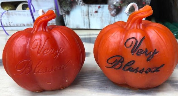 Decorate your home for fall with this amazing Very Blessed Pumpkin Beeswax Candle.  Very Blessed is inscribed on the front of this beautiful candle to help remind us everyday of all that we've been given.  Fantastic for fall decor, Thanksgiving centerpieces, or as a daily reminder to be grateful for all the blessings in our lives.  