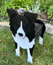 Load image into Gallery viewer, Let this adorable Border Collie Planter help welcome guests to your home.  Custom dog tags with your dogs name also available (please message us - adds $5 to cost of planter box).  Great gift for the dog lovers in your life!
