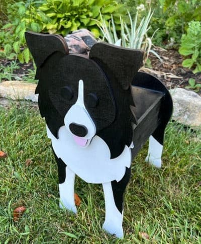 border collie plant pot Border Collie Planter Box, Gifts for Dog Lovers, Dog Gifts, Dog Decor