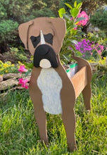 Load image into Gallery viewer, Let this adorable Boxer Dog Planter help welcome guests to your home.  Custom dog tags with your dogs name also available (please message us - adds $5 to cost of planter box).  Great gift for the dog lovers in your life!
