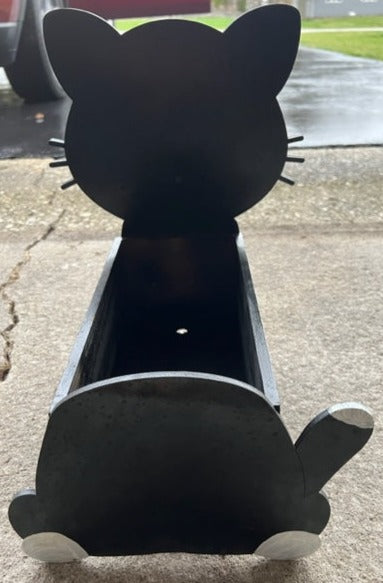 black cat planter pot Cat Planter Box, Gifts for Cat Lovers, Cat Gifts, Cat Decor, Patio