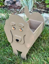 Load image into Gallery viewer, Let this adorable Dachshund Dog Planter help welcome guests to your home.  Custom dog tags with your dogs name also available (please message us - adds $5 to cost of planter box).  Great gift for the dog lovers in your life!
