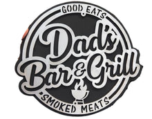 Load image into Gallery viewer, Surprise Dad this year with this Dad&#39;s Bar &amp; Grill, Good Eats, Smoked Meats sign to help him show off his barbeque skills. Hand made, laser cut design. Approx. size 12&quot; round
