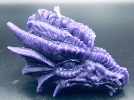 Amazing Dragon Head Beeswax Candle. Incredibly detailed dragons head takes you right back to the Game of Thrones movie. Purple Dragon Beeswax Candle