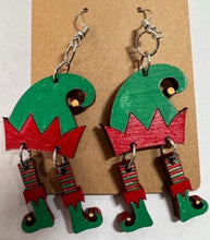 Load image into Gallery viewer, Add a bit of Christmas cheer to any outfit with these adorable Elf Earrings.  Little elf legs swing happily as you move.  
