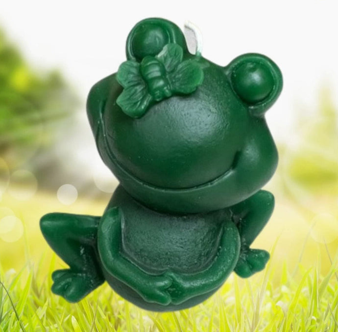 Adorable Frog Beeswax Candle with a butterfly on his nose.  The perfect accompaniment to your Spring decor or a gift for that frog lover in your life.