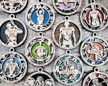 Load image into Gallery viewer, Celebrate your favorite athletes with these amazing Sports Ornaments!  Personalize with your athlete&#39;s name &amp;/or number.  A fantastic gift for any parent to celebrate their child&#39;s achievements.
