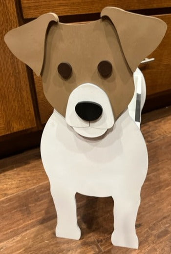 Let this adorable Jack Russell Planter help welcome guests to your home.  Custom dog tags with your dogs name also available (please message us - adds $5 to cost of planter box).  Great gift for the dog lovers in your life!