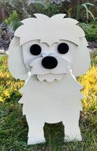 Load image into Gallery viewer, Let this adorable Maltese Dog Planter help welcome guests to your home.  Custom dog tags with your dogs name also available (please message us - adds $5 to cost of planter box).  Great gift for the dog lovers in your life!

