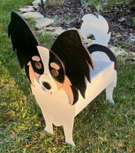 Load image into Gallery viewer, Let this adorable Papillon Dog Planter help welcome guests to your home.  Custom dog tags with your dogs name also available (see our dog tag listing to add this to your order).  Great gift for the dog lovers in your life!
