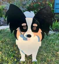 Load image into Gallery viewer, Let this adorable Papillon Dog Planter help welcome guests to your home.  Custom dog tags with your dogs name also available (see our dog tag listing to add this to your order).  Great gift for the dog lovers in your life!
