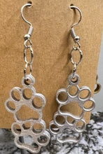 Load image into Gallery viewer, Add a bit of pet love flare to any outfit with these Paw Print Dangle Earrings!  The perfect  gift for your dog or cat loving friends.
