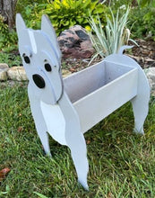 Load image into Gallery viewer, Let this adorable Pit Bull Dog Planter box help welcome guests to your home.  Custom dog tags with your dogs name also available (please message us - adds $5 to cost of planter box).  Great gift for the dog lovers in your life!
