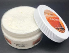 Load image into Gallery viewer, Luxurious, super moisturizing Pumpkin Spice Body Butter soothes your dry skin &amp; tantalizes your senses with it&#39;s scent.  It&#39;s like baking warm cinnamon buns!  
