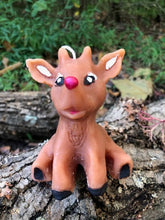 Load image into Gallery viewer, Absolutely adorable hand crafted Rudolph the Red Nose Reindeer Beeswax Candle.  This Nature&#39;s Garden Herbals &amp; Beeswax Candles original hand molded &amp; painted beeswax candle is sure to be the highlight of your holiday centerpiece or Christmas decor.  
