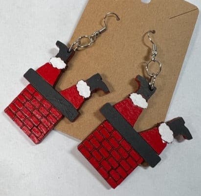 These funny Santa Stuck in the Chimney Earrings are sure to add Christmas cheer to any outfit!  Incredible for your ugly sweater party.