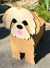 Load image into Gallery viewer, Let this adorable Shih Tzu Dog Planter help welcome guests to your home.  Custom dog tags with your dogs name also available (please message us - adds $5 to cost of planter box).  Great gift for the dog lovers in your life!

