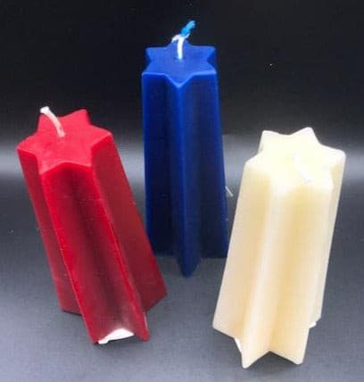 These red, white & blue Shooting Star Beeswax Candles are sure to be a hit at your holiday party. Light up the 4th of July, add that needed splash of color to your centerpiece & wow your guest with these incredible shooting star candles. Available in 3 sizes.