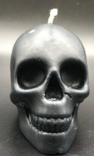 Load image into Gallery viewer, Votive size Beeswax Skull Candle is perfect or Halloween, Biker or Gothic Decor.
