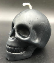 Load image into Gallery viewer, Votive size Beeswax Skull Candle is perfect or Halloween, Biker or Gothic Decor.
