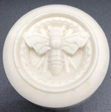 Load image into Gallery viewer, Cute little round bar of soap with bee image on top. Oats gently exfoliate your skin as the hydrating soap blend softens skin. The moisturizing oils used in our soaps produce a rich luxurious lather that leaves your skin clean &amp; soft without stripping the natural oils. Perfect for Valentine&#39;s Day gifts, Christmas gifts, birthday gifts, wedding shower gifts, Mother&#39;s Day gifts &amp; more!
