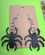 Load image into Gallery viewer, Add a bit of Halloween flare to any outfit with these Spider Earrings!  The perfect way to welcome in the Halloween season or a fantastic gift for your Halloween, Arachnid or Gothic loving friends.
