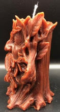 Load image into Gallery viewer, This incredibly detailed Spirit of the Forest Beeswax Candle adds a bit of earthiness &amp; whimsy to any setting.  The ancient &amp; wise watcher of the woods with his weathered bark &amp; thick leaves.  He is the spirit of the forest, knowing, watching as time slowly passes.  Left side view.
