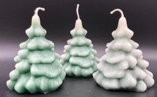 This Spruce Tree Beeswax Candle with 'snow cap' is sure to light up any cabin or rustic setting.  Perfect for your home in the woods or rustic rooms.   Great as Christmas Decor also.   These homemade candles add a great warm, cozy, bright glow to your home or office. Great as gifts or as an addition to your holiday or cabin decorations.