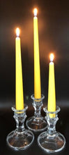 Load image into Gallery viewer, Gorgeous, all natural, beeswax taper candles available in 4 sizes. The natural beeswax emits a beautiful golden glow to light up any space. Handmade in the USA.
