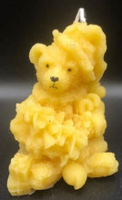 Load image into Gallery viewer, This sweet Teddy Bear Beeswax Candle holds a Christmas tree and has gifts stacked at his feet.  A beautiful addition to any holiday or Christmas decor.
