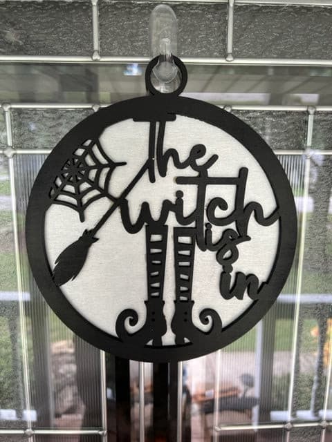 Welcome guests to your home with this The Witch is In sign.  Perfect for your Fall & Halloween Decor!  