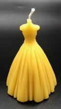 Load image into Gallery viewer, Back view of wedding dress silhouette beeswax candle.
