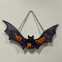 Load image into Gallery viewer, Bat Halloween Sign Door Hanger
